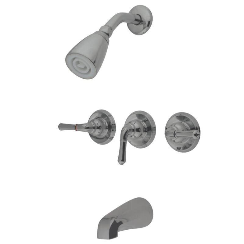 Magellan Three-Handle Tub and Shower Faucet - Brushed Nickel