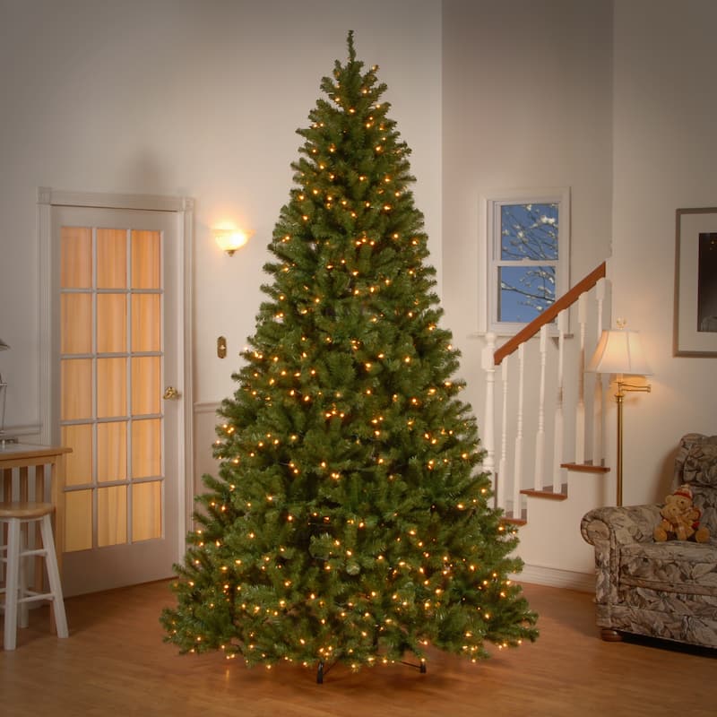 National Tree Company 9 ft. North Valley Spruce Hinged Tree with 700 Clear Lights - 9 Foot