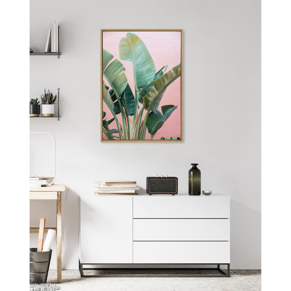 Kate and Laurel Sylvie Tropic Pink Framed Canvas by Alicia Bock