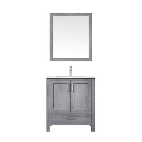 Jacques 30 in. W x 22 in. D White Bath Vanity, White Quartz Top, Faucet Set, and 28 in. Mirror