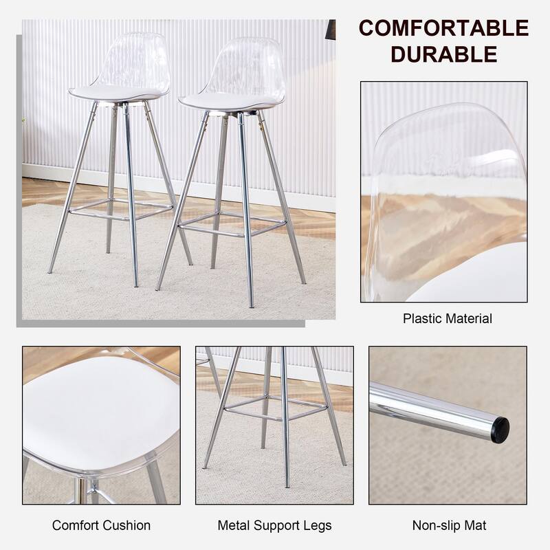 Comfortable Small-Sized Bar Chairs with Metal Legs - Modern Upholstered Style