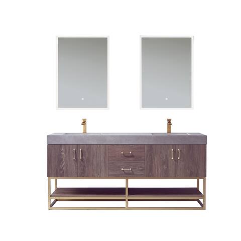 Alistair 72" Vanity with Grey Sintered Stone Countertop and Mirror