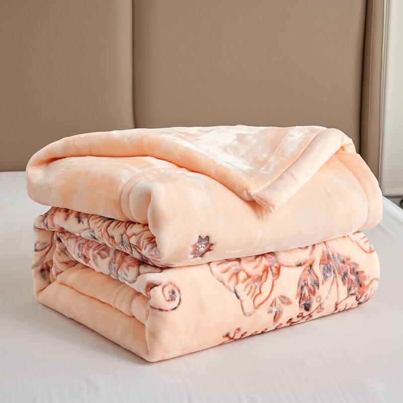 Floral & Animal 2-Ply Heavy Raschel Blanket 85" X 95"