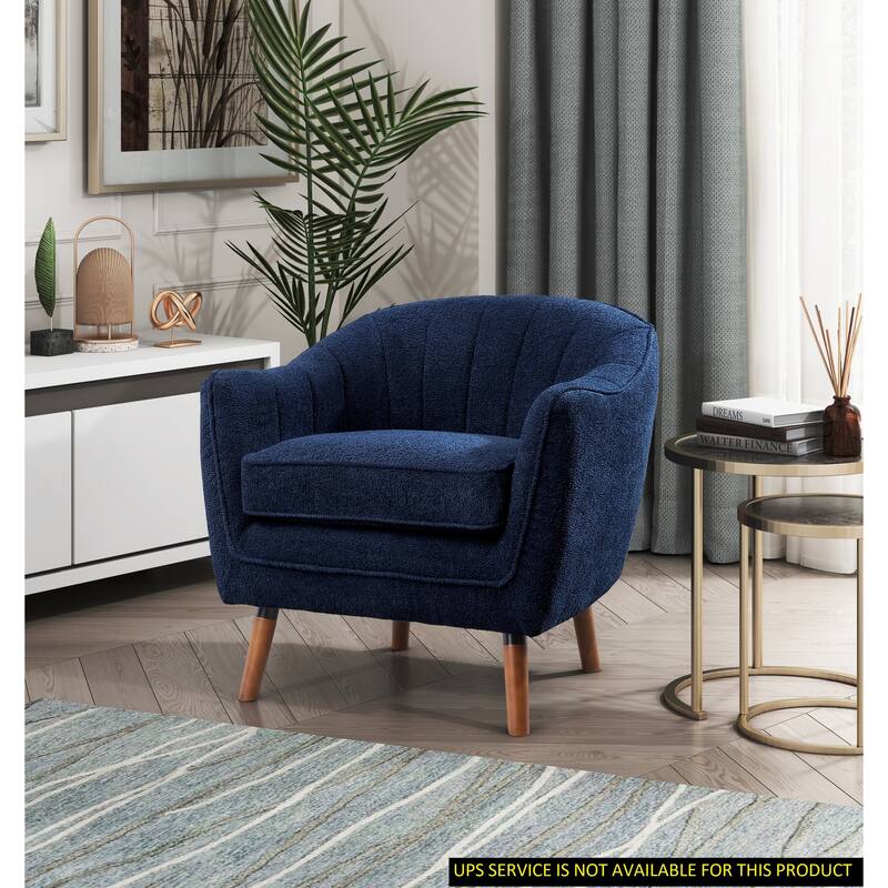 Mid-Century Modern Chenille Armchair with Channel Stitching