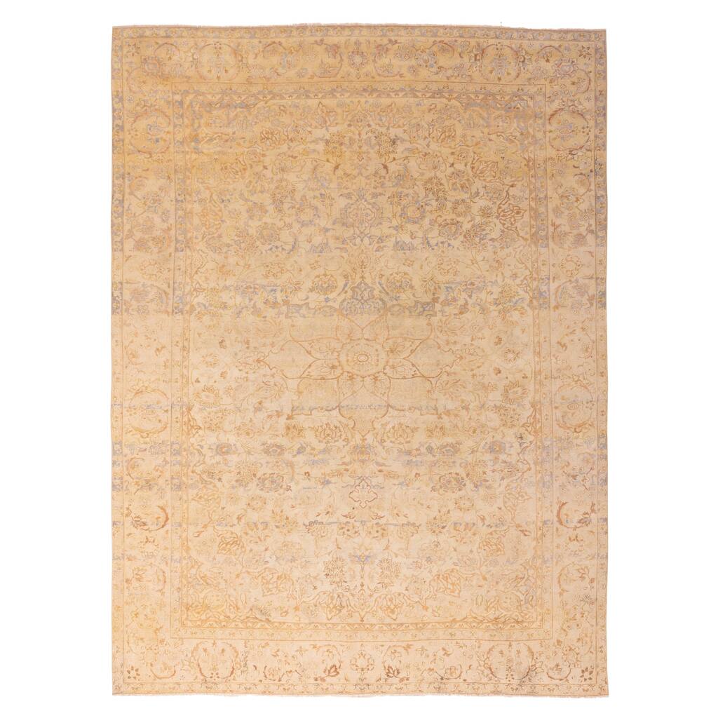 ECARPETGALLERY Hand-knotted Antalya Vintage Ivory Wool Rug - 9'9 x 13'1