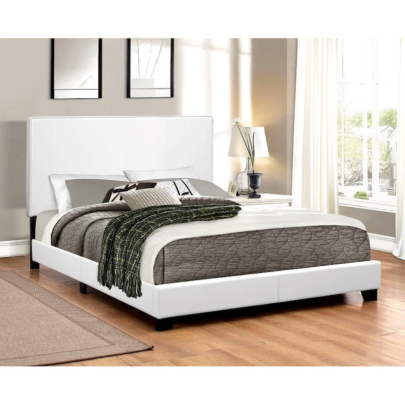 Chic Modern Design White Leatherette Upholstered Bed