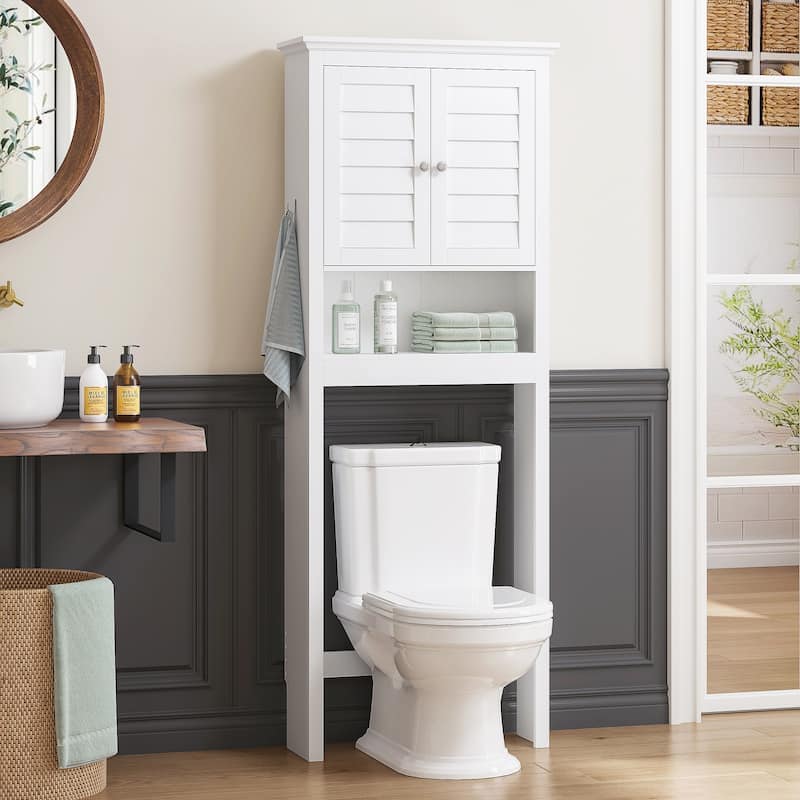 COSTARS Space-Saving Over-the-Toilet Storage Cabinet with Adjustable Shelf, White