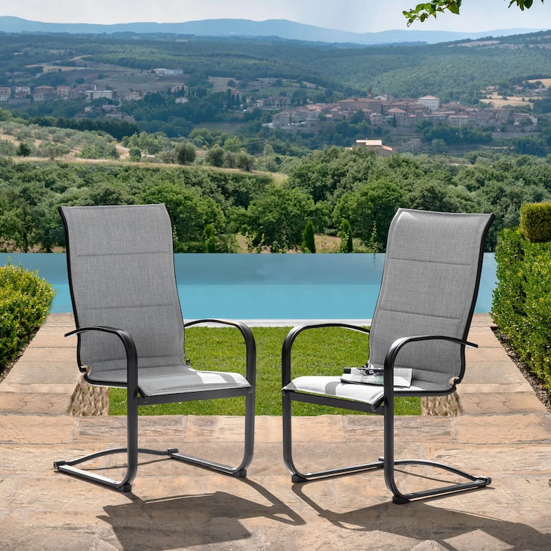 Textilene Patio Dining Chair Set of 2, Powder-coated Iron Fram - Grey