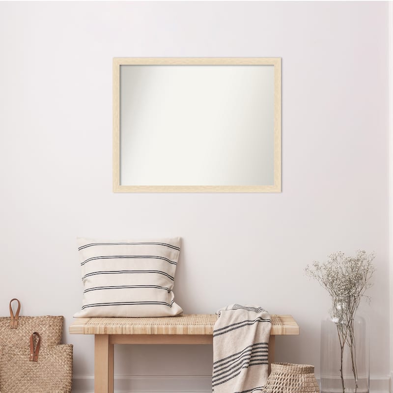 Woodgrain Stripe Non-Beveled Wood Framed Wall Mirror