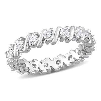 Miadora 1ct DEW Moissanite Full-Eternity Band in Sterling Silver