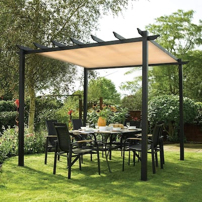 Shatex 12 ft. x 16 ft. 90% Shade Cloth Sunblock Fabric Cut Edge with Grommets UV Resistant , Beige