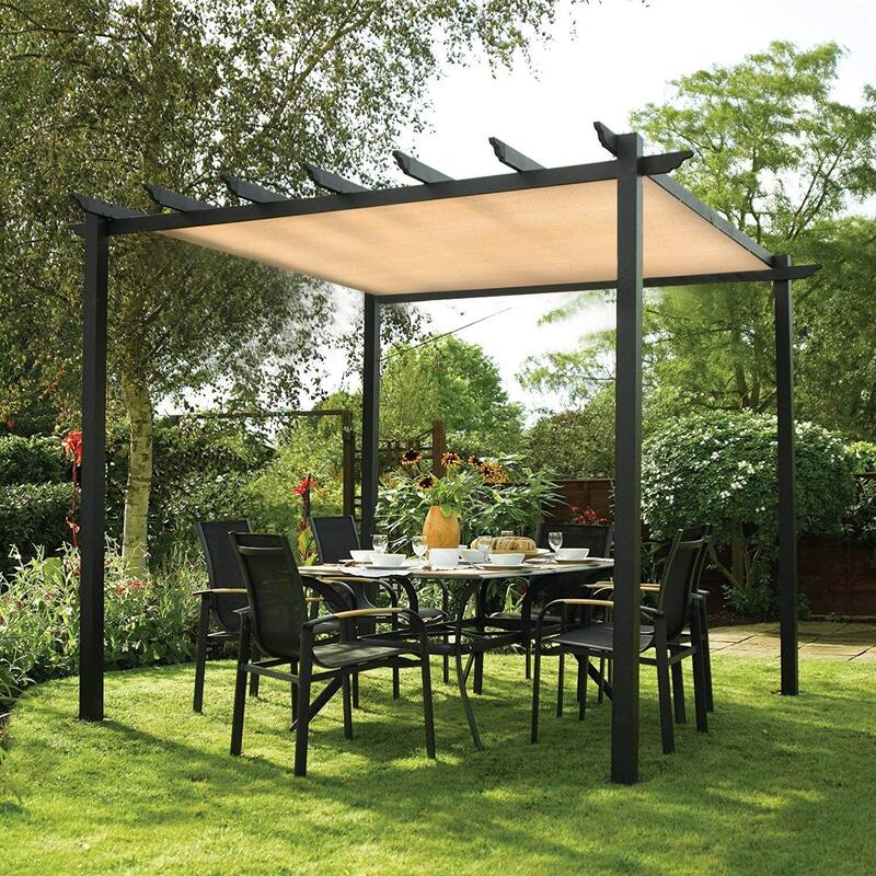 Shatex Outdoor Pergola Shade Cover Canopy for Patio Privacy Shade Screen Panel with Grommets on 2 Sides,8'x10', Black