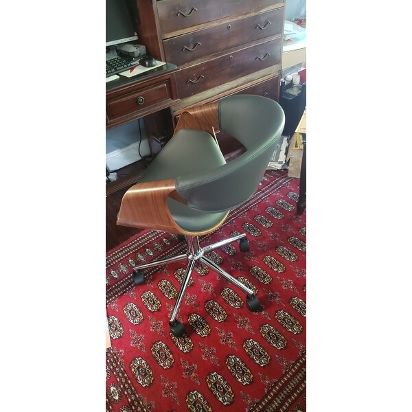 Armen Living Geneva Mid-Century Office Chair in Chrome finish with ...