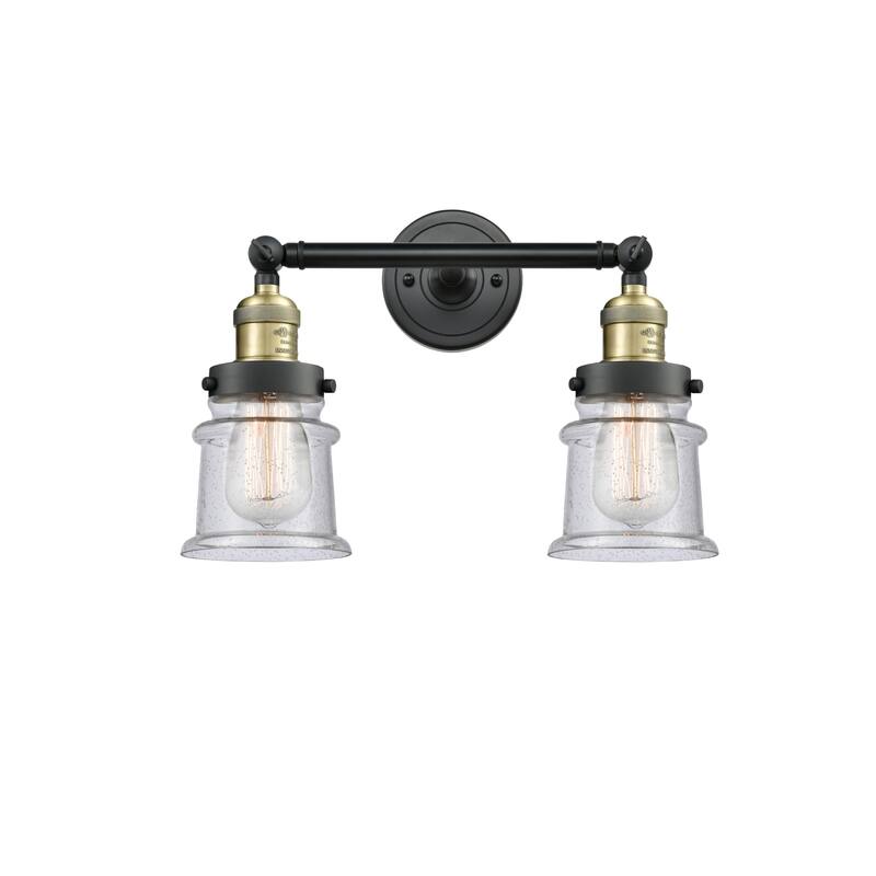 Innovations Lighting Small Canton 2 Light 17" Wide Bathroom Vanity - Black Antique Brass / Seedy