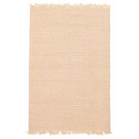 ECARPETGALLERY Hand Tufted Sienna Ivory Wool Rug - 4'11 x 7'5