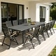 preview thumbnail 13 of 39, 9/11/13-Piece Luxury Outdoor Dining Set All-Weather Aluminum Patio Furniture Foldable Chairs 13PC-116.5in - Black