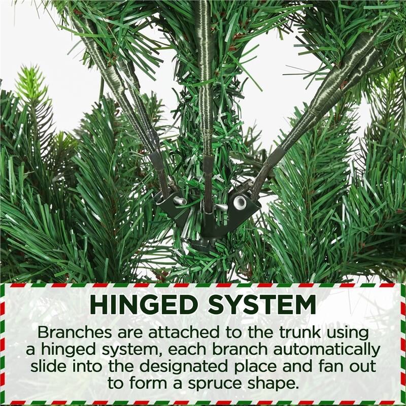 Yaheetech Pre-Lit Christmas Tree Hinged Realistic Tree, Green