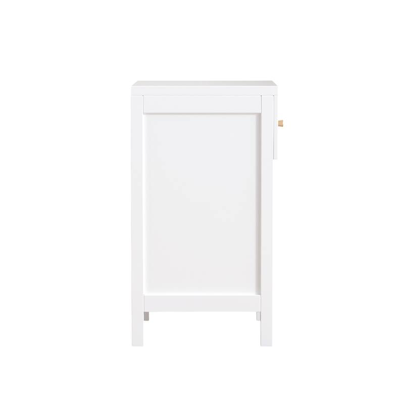 Modern White Nightstand with Drawer and Open Shelf for Bedroom