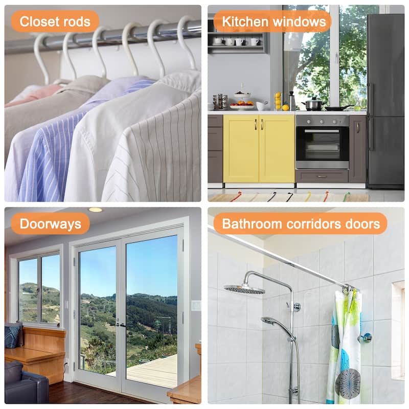 Tension Curtain Rod, Adjustable, 0.79" Dia White