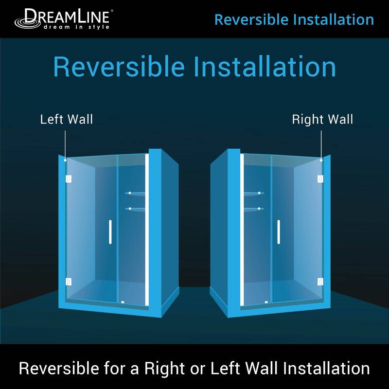 DreamLine Unidoor 45-46 in. W x 72 in. H Frameless Hinged Shower Door with Shelves - 45" - 46" W