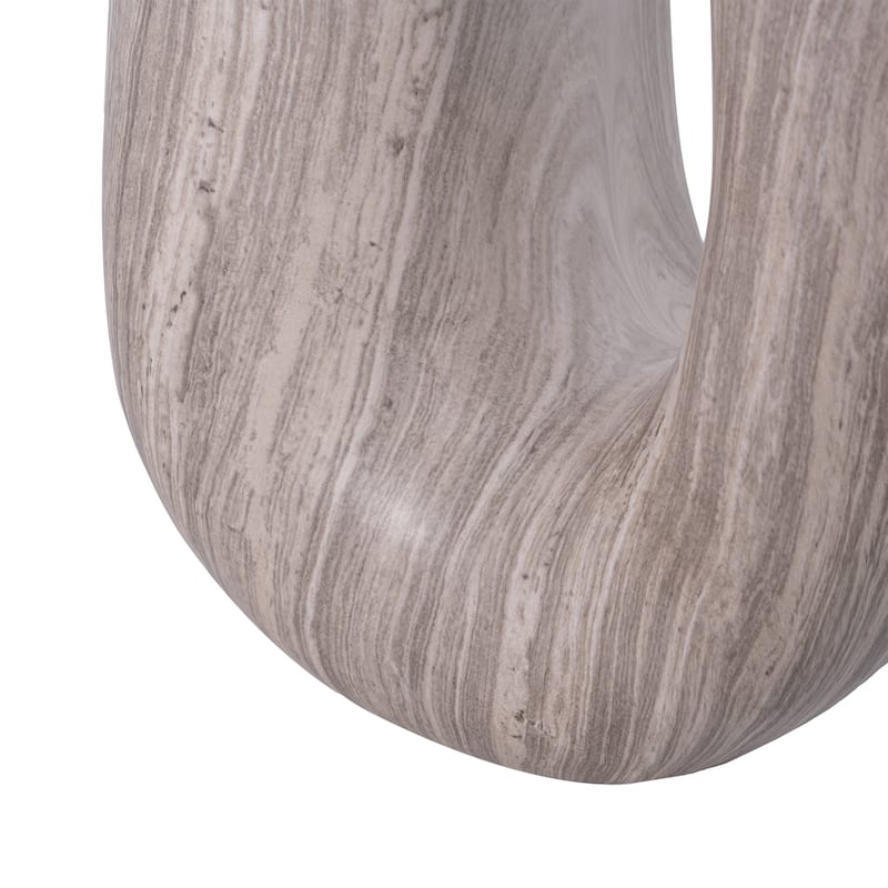 Christopher Knight Home - Modern Indoor/Outdoor 18.9"H U-Shaped Faux Marble MgO Accent Side Table with Unique Veining