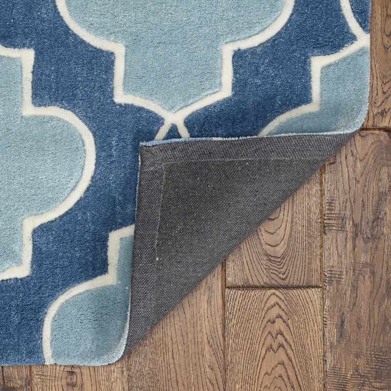 Linon Trio Collection Moroccan Blue/ Ivory Area Rug