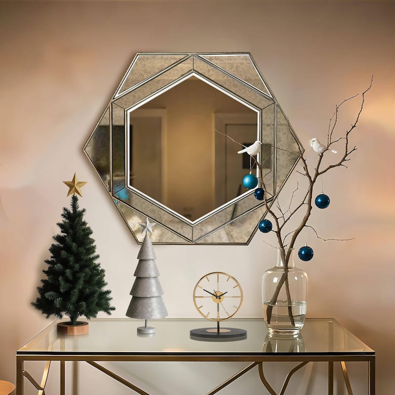 Hexagon Beveled Bathroom Wall Vanity Mirror - 30.7'' H X 35.4" W x 1.6" D