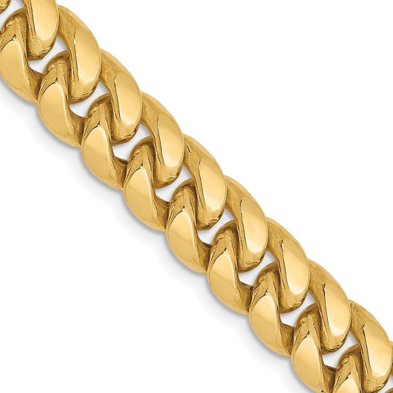 Curata 10k Semi Solid Lobster Claw Closure Semi solid Miami Curb Chain Bracelet