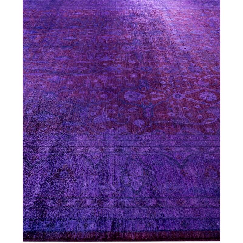 Overdyed One-of-a-Kind Hand-Knotted Area Rug - Purple - 12' 2" x 15' 1"