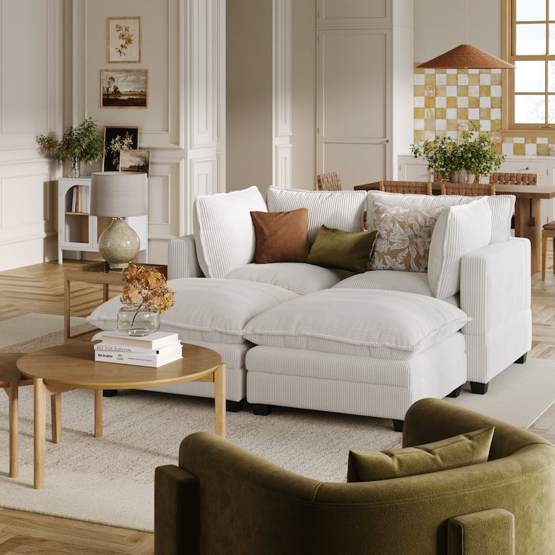 Chelsea Modern Pit Sectional Sofa, Cloud Fabric Modular Sofa with Plush Seat
