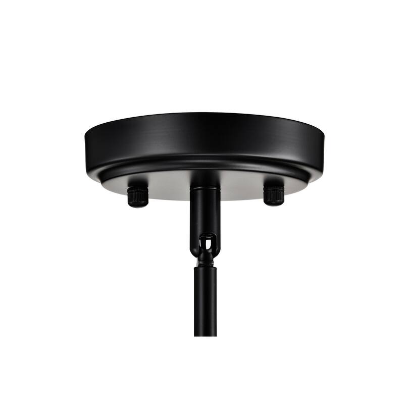 Matte Black 1-Light 8 in. Modern Mini Pendant with Hammered Glass Shade