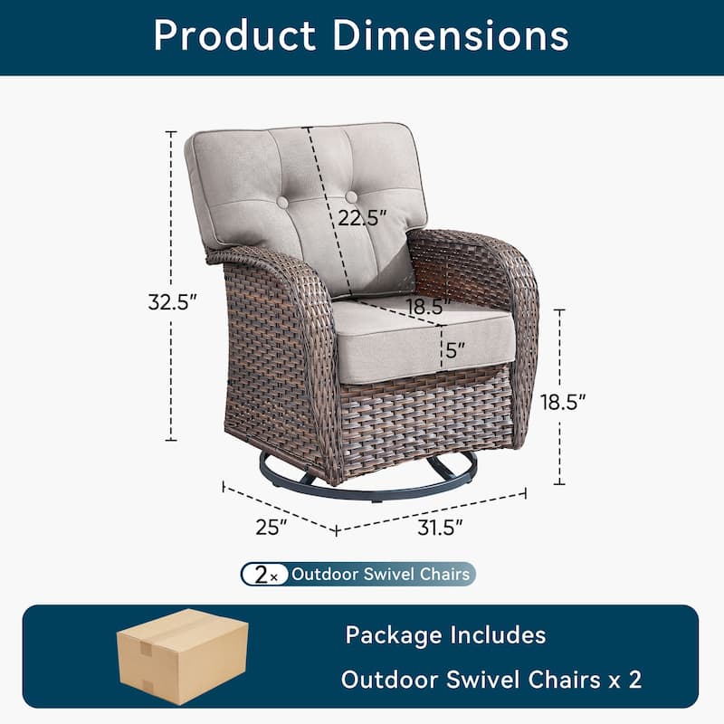 Pocassy Swivel Chair Glider PE Wicker Chair