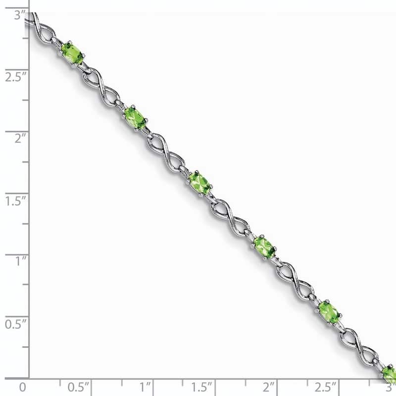 Curata 925 Sterling Silver Polished Fancy Lobster Closure Peridot and Diamond Bracelet