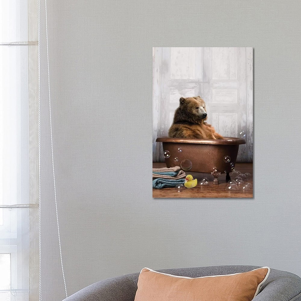 iCanvas "Bear In The Tub" by Domonique Brown Canvas Print