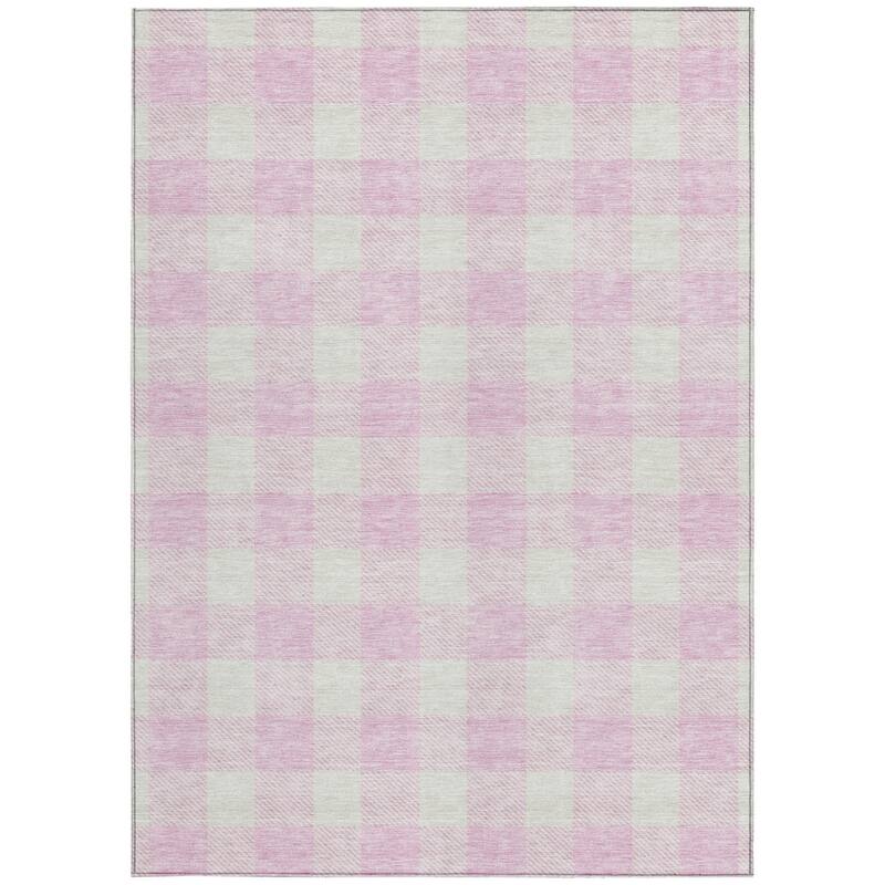 HomeRoots Plaid Transitional Rectangle Outdoor Rug