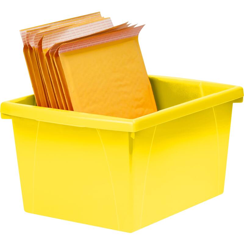 Storex 4 Gallon Storage Bin, Yellow, Pack of 3
