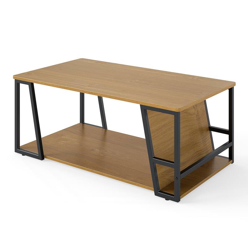 Gymax 40'' Coffee Table & 2-Tier Modern Farmhouse Center Table
