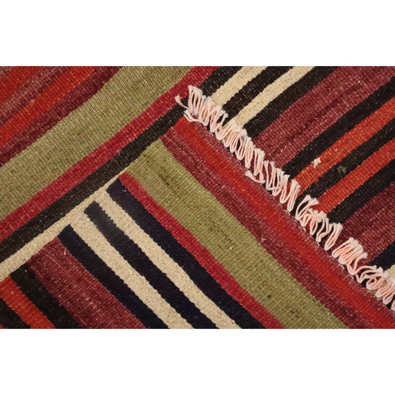 Hand Woven Oriental 100% Wool Carpet Southwestern Geometric Multi-Colored Kilim Area Rug - 10' 8'' X 5' 0''