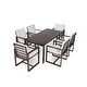 preview thumbnail 31 of 37, 7 Pcs Outdoor Patio Dining Table and Chair Set, All-Weather Patio Furniture Set, Dining Table with Umbrella Hole and 6 Chairs