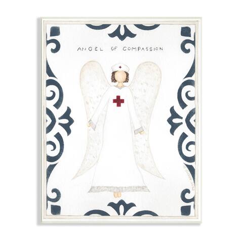 Stupell Industries Angel of Compassion Traditional Nurse Illustration Wings Wood Wall Art - White