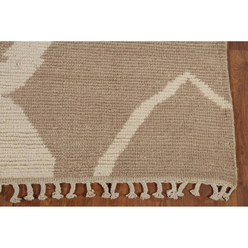 All-Over Striped Moroccan Oriental Area Rug Handmade Wool Carpet - 6'2"x 9'6"