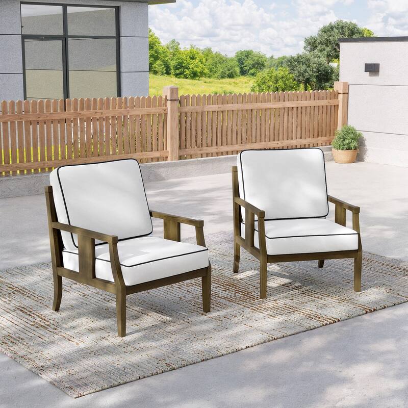 2 Set Outdoor Patio Club Chair with Cushion Patio Arm Lounge Chair