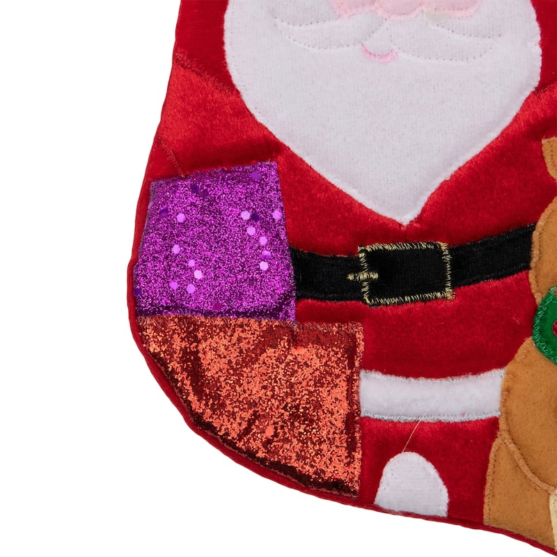 20.5" Red White Glittered Santa Claus Reindeer Christmas Stocking