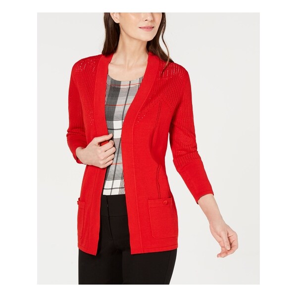 red open cardigan