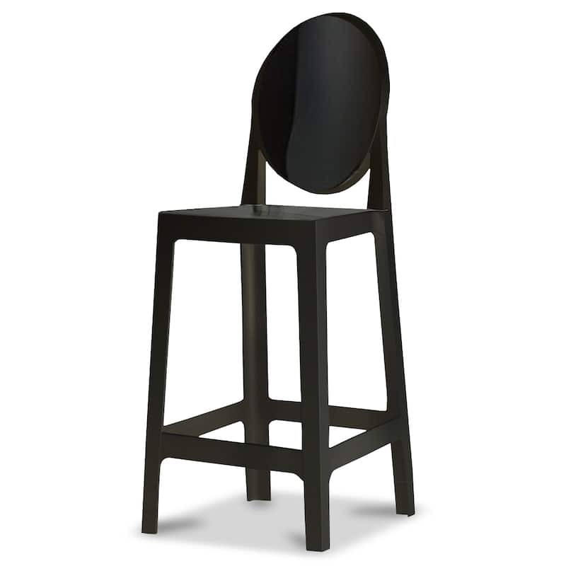 25" Seat Height With Back Modern Plastic Side Bar Counter Stool Accent Armless Crystal Home Office