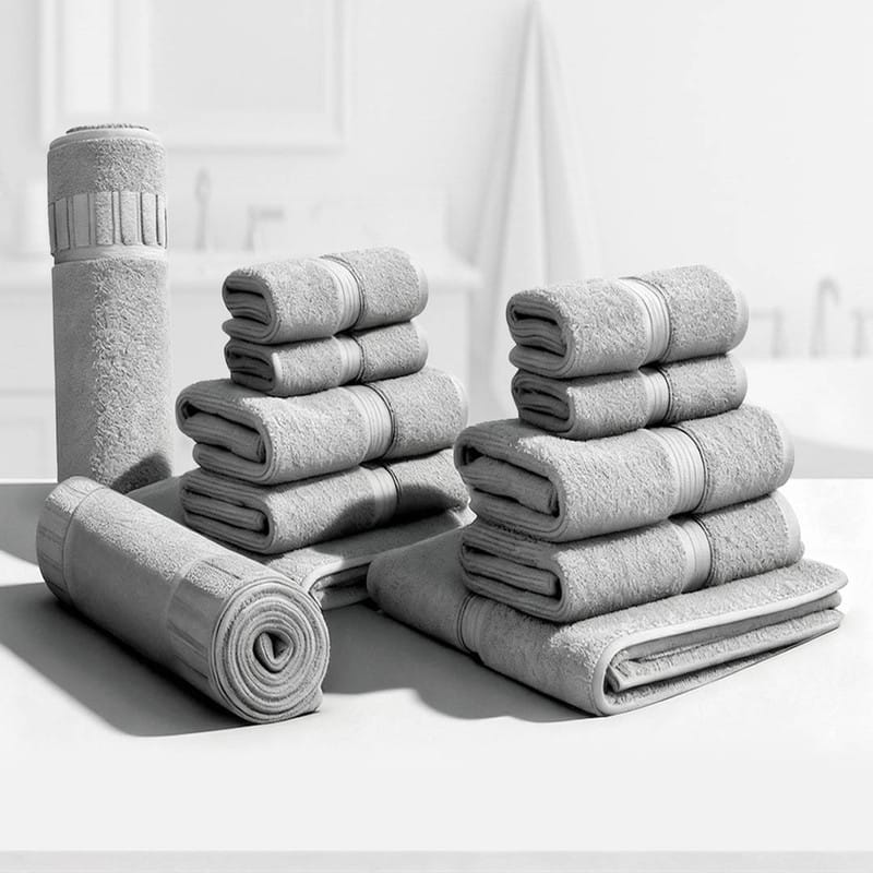 Superior LUX 12 PC Egyptian Cotton Heavy Weight Bundle - Silver