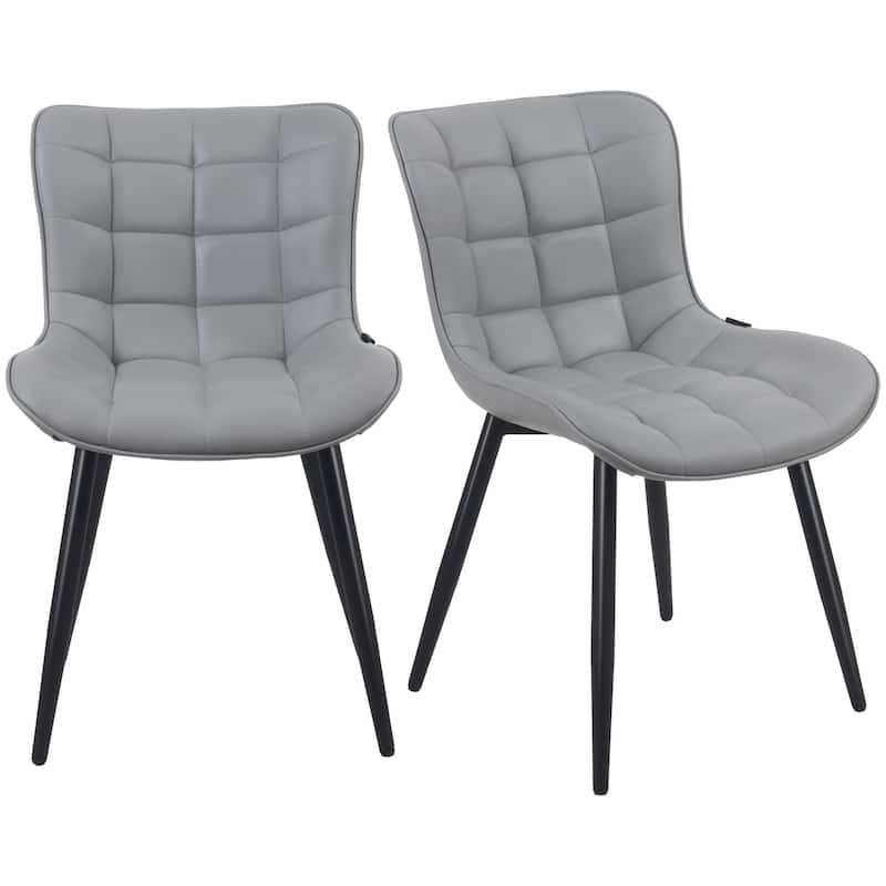 Modern Kitchen Dining Chairs, PU Leather Upholstered, Set of 2 - Grey