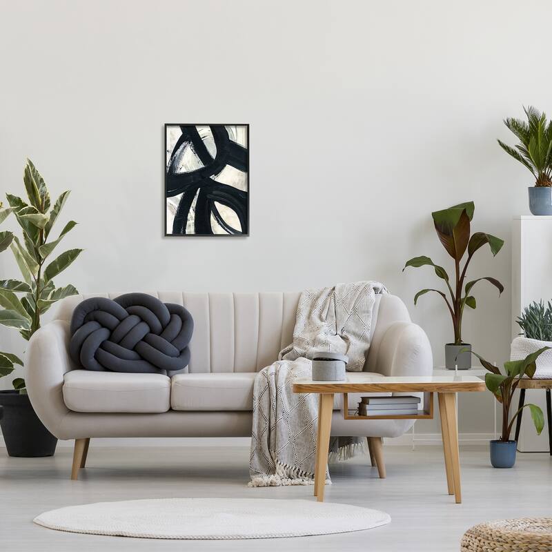 Stupell Dynamic Modern Black Paint Strokes Bold Abstract Framed Wall Art, Design by Susan Jill
