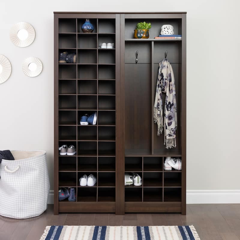 Prepac Everett Espresso Laminate Space-saving Shoe Storage Cabinet