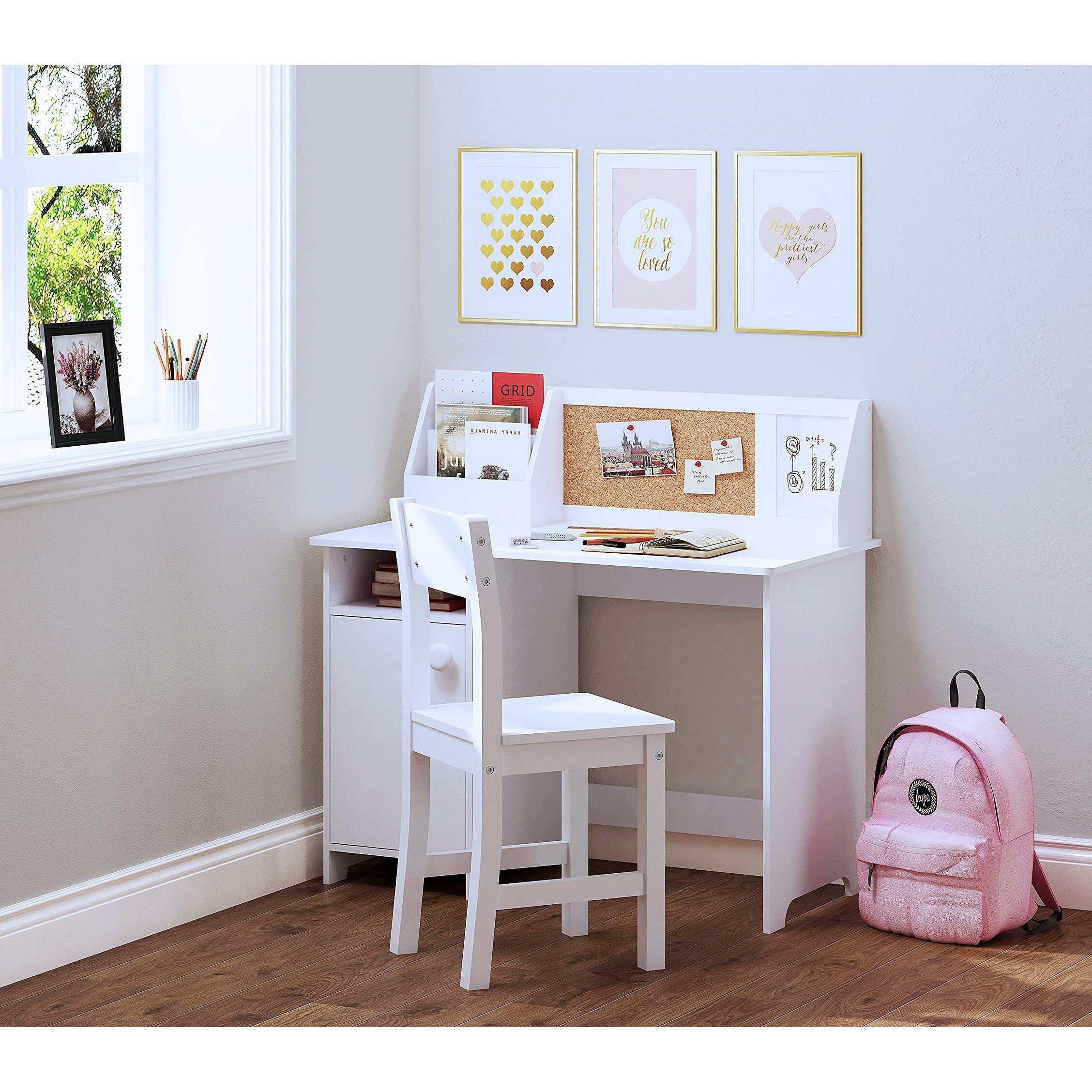 Kids Study Desk with Chair Wooden Children School Study Table with Hutch and Chair for 3 8 Years Old Computer Writing Table Bed Bath Beyond 40555367